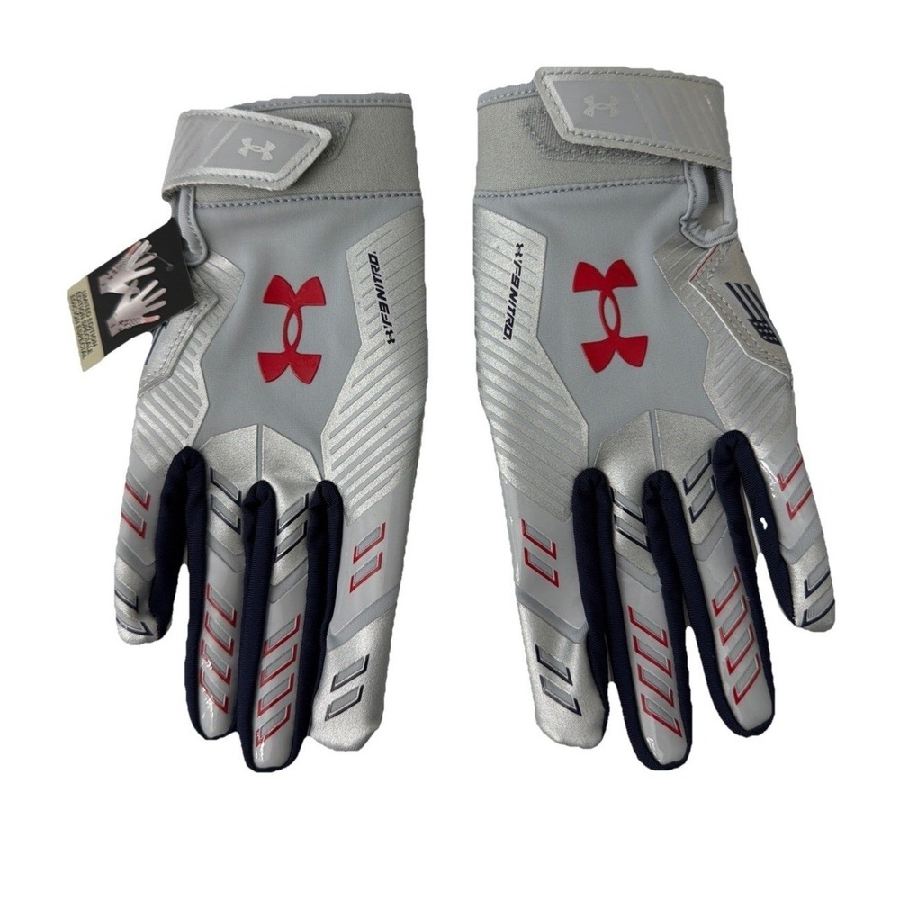 Under Armour Boys' F9 Novelty Football Gloves, Gray /silver Size YL New